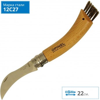 Дисплей-набор 12 шт, нож грибника OPINEL №8, нержавеющая сталь, рукоять бук 001896