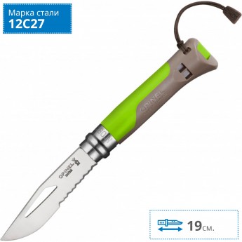 Набор-дисплей OPINEL, 14 ножей №8 OUTDOOR EARTH из нержав стали, 7 красных + 7 зеленых 001840