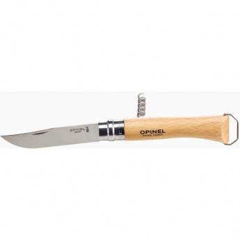 Нож OPINEL №10, нержавеющая сталь, рукоять из бука, со штопором Нож OPINEL №10, нержавеющая сталь, рукоять из бука, со штопором