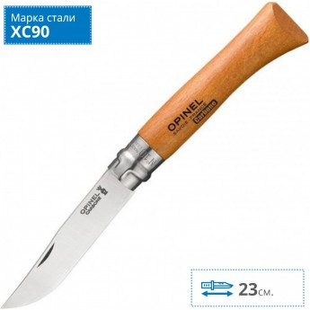 Нож OPINEL №10, углеродистая сталь, рукоять из дерева бука 113100