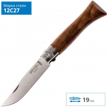 Нож OPINEL №8, нержавеющая сталь, ореховая рукоять в картонной коробке 002022 Нож OPINEL №8, нержавеющая сталь, ореховая рукоять в картонной коробке 002022