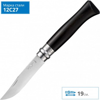 Нож OPINEL №8, нержавеющая сталь, рукоять из эбенового дерева 002015 Нож OPINEL №8, нержавеющая сталь, рукоять из эбенового дерева 002015